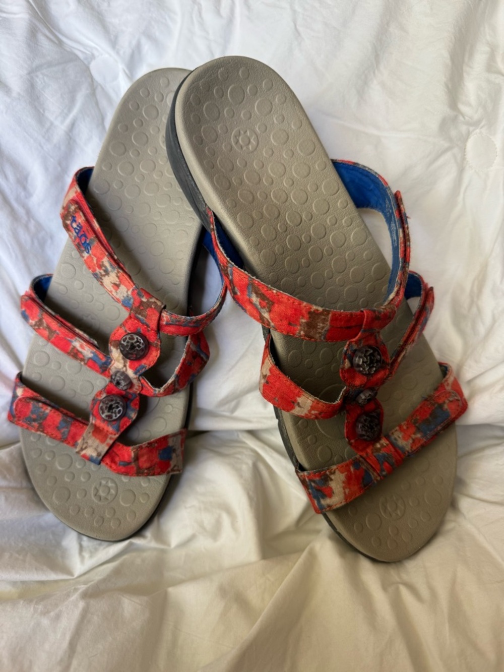 Taos Celebration orange and blue Multi-Strap Casual Slide Sandals sz11 - Picture 2 of 3
